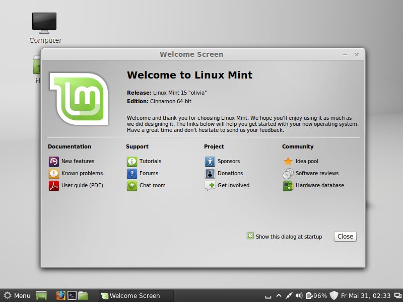 Linux Mint 15 boot screen