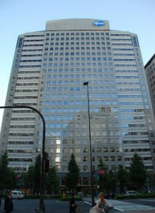 (Yes, in the same building as Pfizer. No, we didn’t get freebies.)